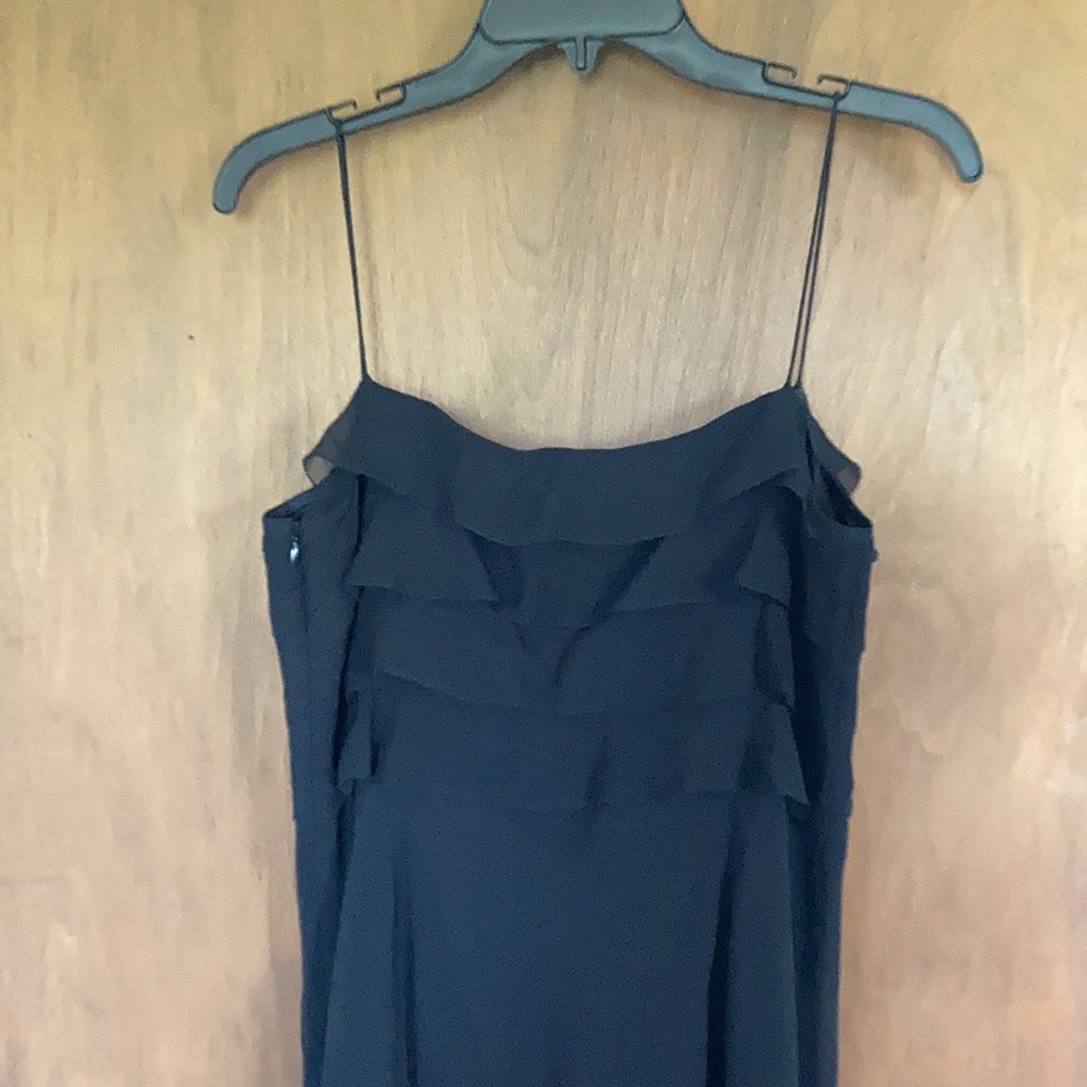 3/$30 LOFT dress 100% silk shell ruffle top black classic event party size 10 - Picture 15 of 17